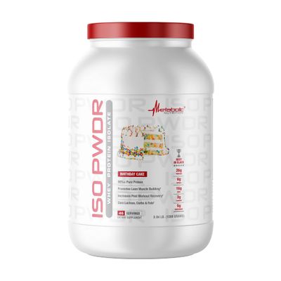 Metabolic Nutrition Whey Protein Isolate ISO PWDR Birthday Cake, 3.04lb, 23 Servings, 26g Protein, Fast Digesting, Zero Carbs, Delicious Flavor, Very Low Carbs &amp; Fat, Zero Lactose