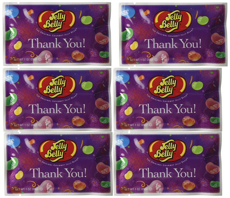 Thank You Assorted Flavors Jelly Beans - 1 oz. Bag. 6 count