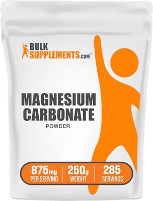 BulkSupplements.com Magnesium Carbonate Powder - Magnesium Carbonate Supplement, Magnesium Carbonate Food Grade - Gluten Free, 875mg per Serving, 250g (8.8 oz) (Pack of 1)