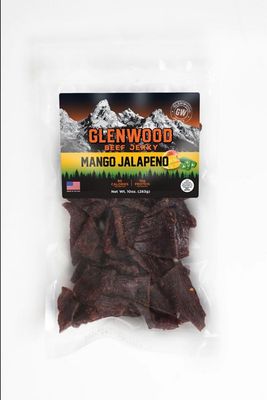Glenwood Beef Jerky Mango Jalapeno Jerky 10 Ounce Resealable Bag - Moist &amp; Tender Beef Jerky, Gluten-Free Jerky, High-Protein Snack, Made in the USA