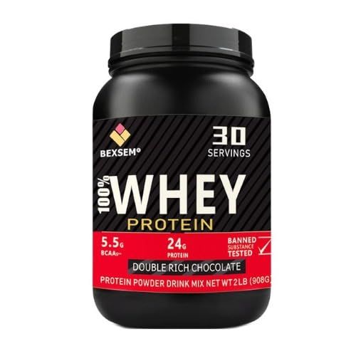 Bexsem 100% Whey Protein Powder, Double Rich Chocolate, (2 Pounds)