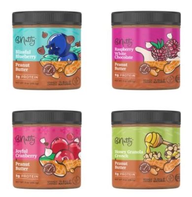 BNutty Fruit Lover&#39;s Peanut Butter  Gluten-Free, Natural Ingredients  Assorted Flavors, Smooth &amp; Creamy Peanut Butter  Perfect for Spreads &amp; Snacks  Made in USA  9oz Jars - 4 Packs