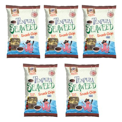 Swashbuckle Snacks Crispy Tempura Seaweed Snack Chips Teriyaki Flavor 0.95oz (27g) - 5pack, Made in Japan, Otsumami