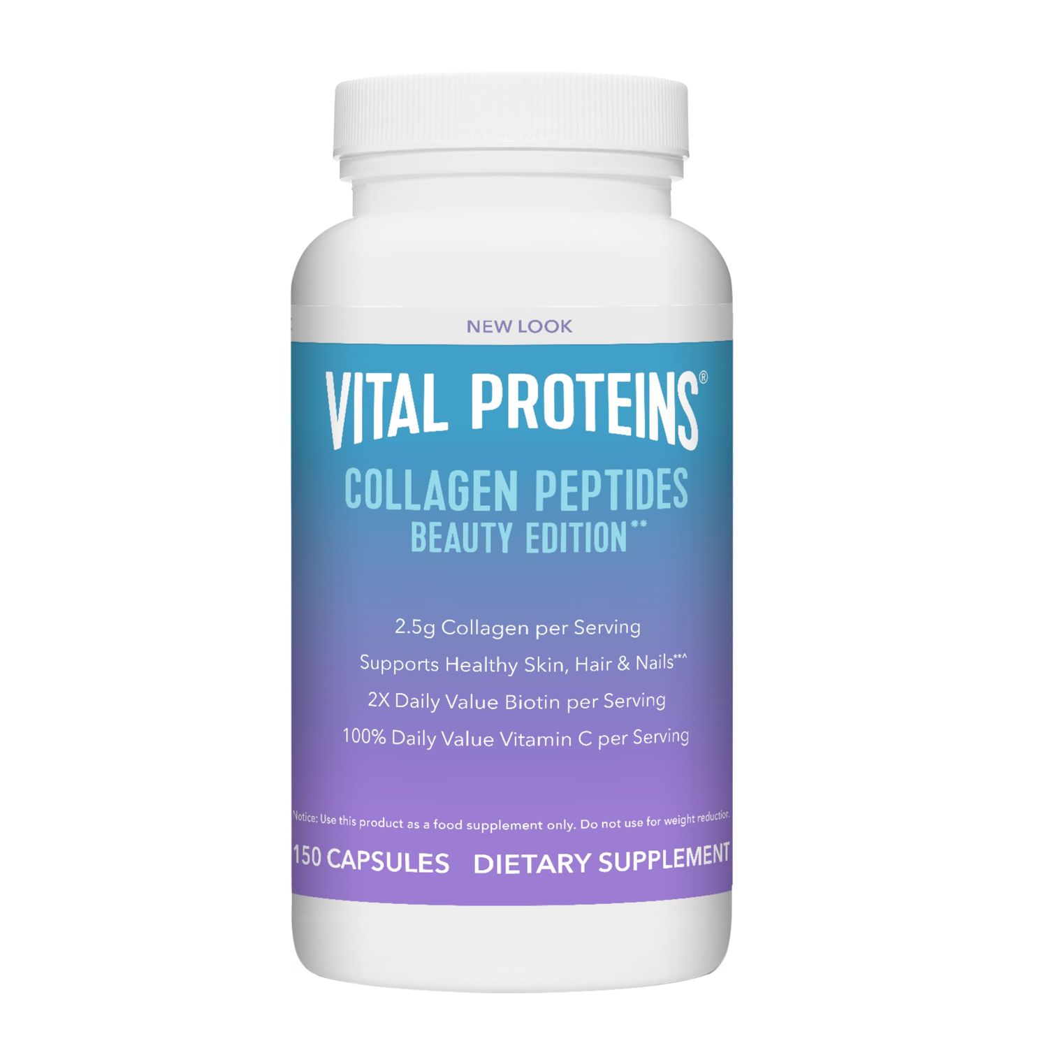 Vital Proteins Collagen Peptides Beauty Edition Capsules, 2.5g of Collagen Per Serving with Biotin and Vitamin C, 30 Servings