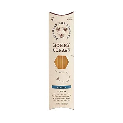 Savannah Bee Company Honey Straws - Pure and All Natural Honey Straw Sticks Made in the USA - Healthy Snacks for Kids and Adults - Gluten Free and Kosher Certified - Pure Acacia Honey - Pack of 12