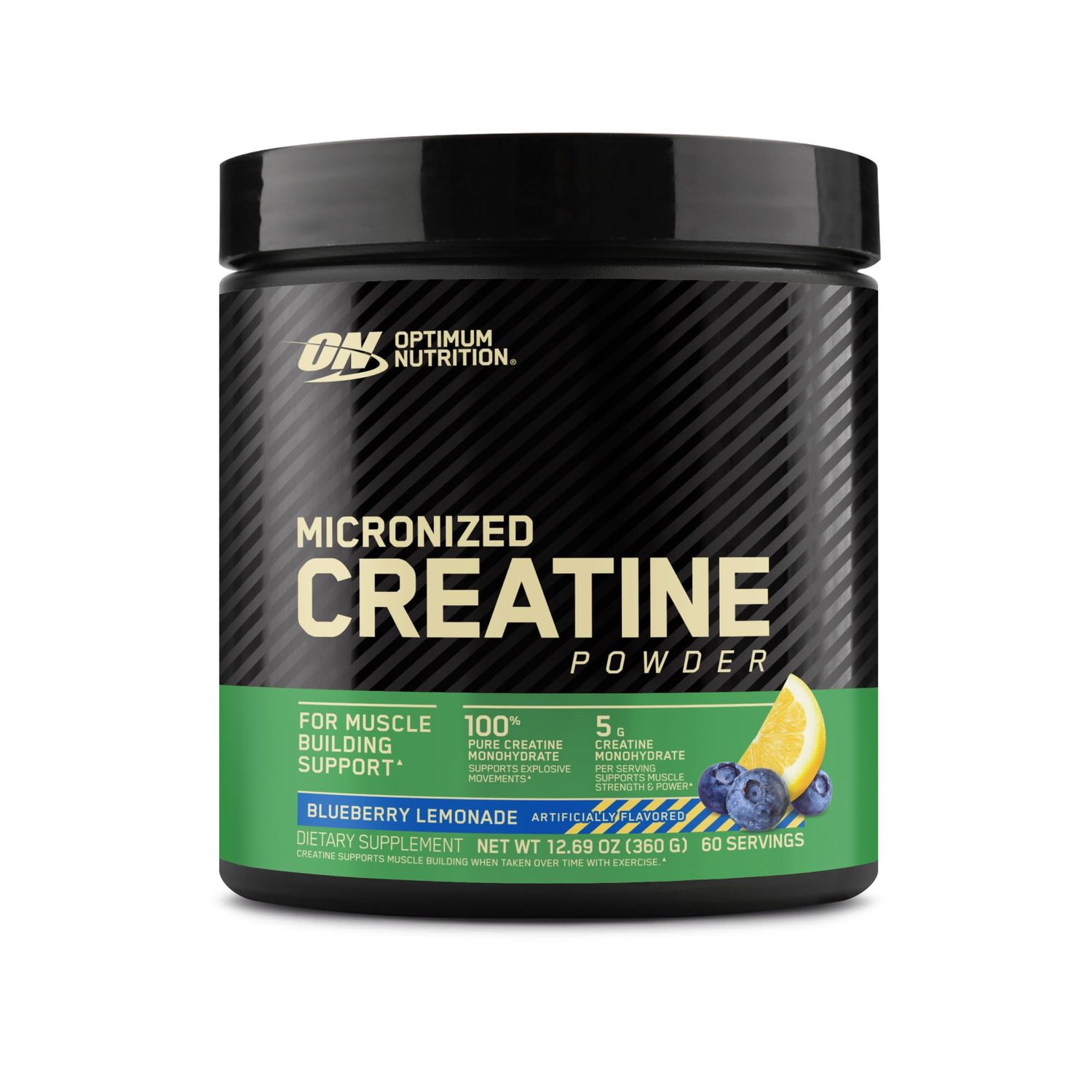 Optimum Nutrition Micronized Creatine Monohydrate Powder, Blueberry Lemonade Creatine, 60 Servings, 360 Grams (Packaging May Vary)