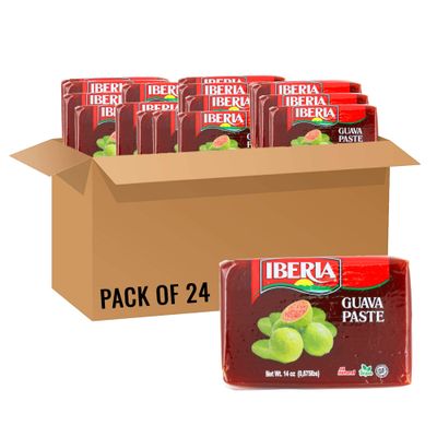 Iberia Guava Paste, 14 oz (Pack of 24) All Natural, Vegan, Gluten Free, Halal, Kosher Guava Paste for Snacks, Cooking, Baking