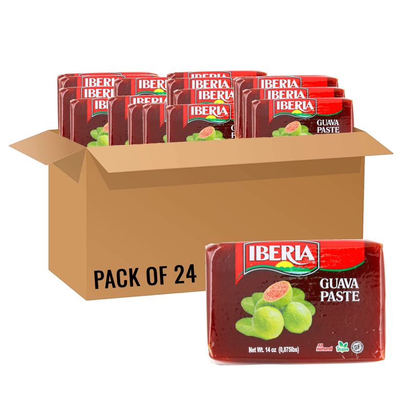 Iberia Guava Paste, 14 oz (Pack of 24) All Natural, Vegan, Gluten Free, Halal, Kosher Guava Paste for Snacks, Cooking, Baking