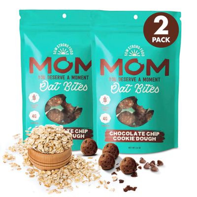 SOW STRONG FOOD Chocolate Chip Cookie Dough Oat Bites (2-Pack), Sugar Free High Protein Snacks for Adults, Zero Sugar Protein Bites, Healthy Protein Snacks for Kids, No Sugar All Natural Energy Bites