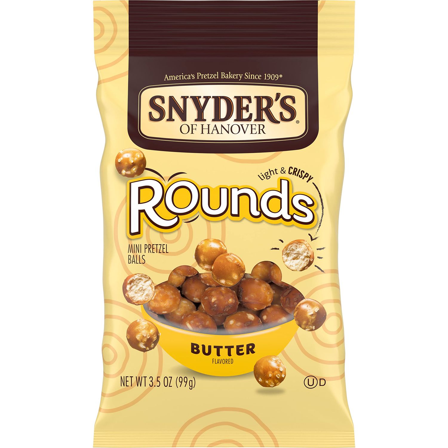 Snyder&#39;s of Hanover Pretzels, Butter Rounds, 3.5 Oz (Pack of 8)