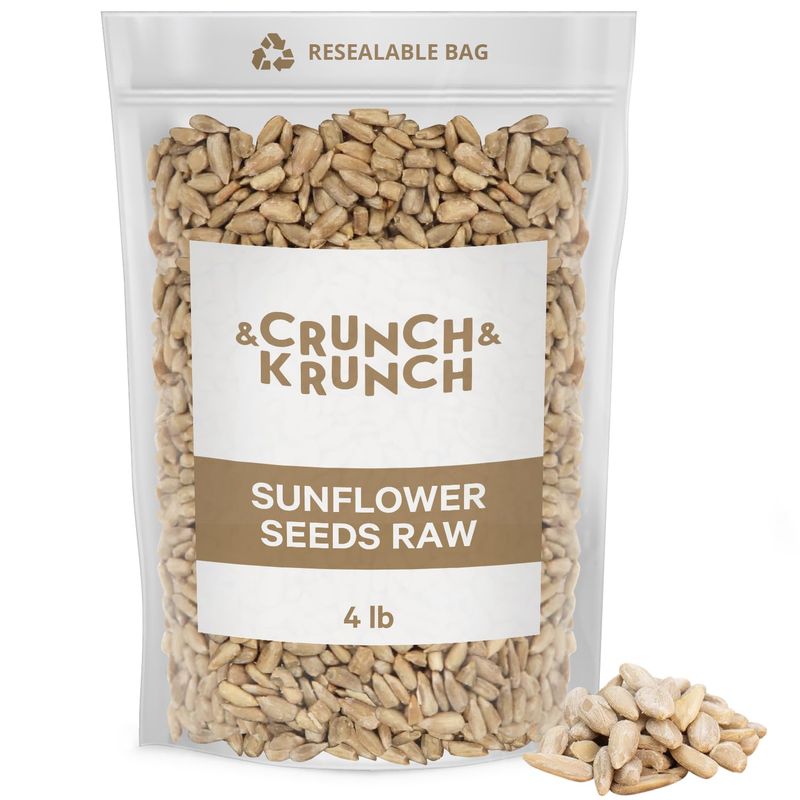 Raw Sunflower Seeds - Delicious Crunchy, Wholesome Snack Raw Shelled Sun Flower Seeds to Eat and Add in Food Recipes - Source of Protein, Fiber, and Essential Vitamins and Minerals, 4lb