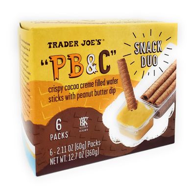 Trader Joes PB&amp;J Crispy Cocoa Creme Filled Wafer Sticks with Peanut Butter Dip Snack Duo Net Wt. 12.7 Oz (360g) - Pack of 1