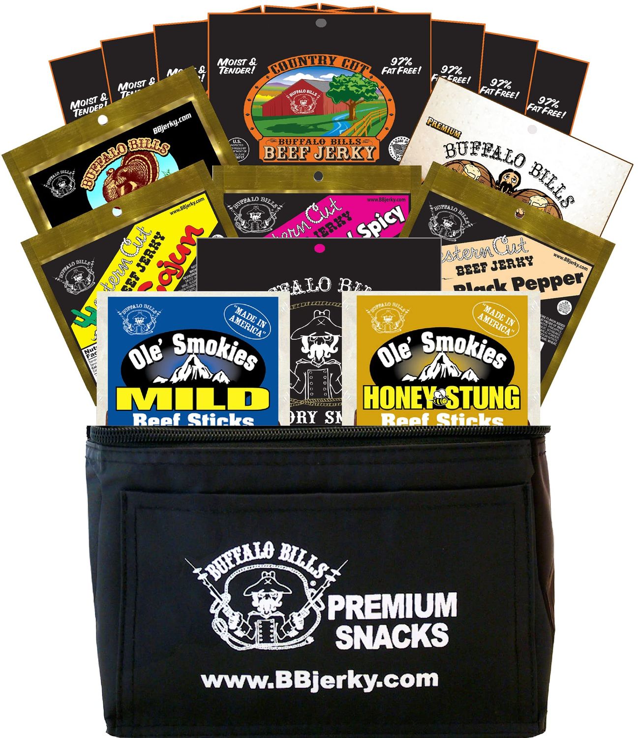 Buffalo Bills 15-Piece Low Carb Lovers Beef Jerky &amp; Beef Stick 6-Pack Gift Cooler (2 carbs or less)