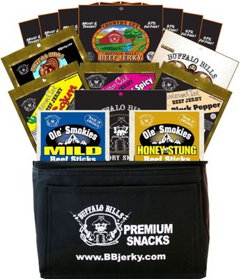 Buffalo Bills 15-Piece Low Carb Lovers Beef Jerky &amp; Beef Stick 6-Pack Gift Cooler (2 carbs or less)