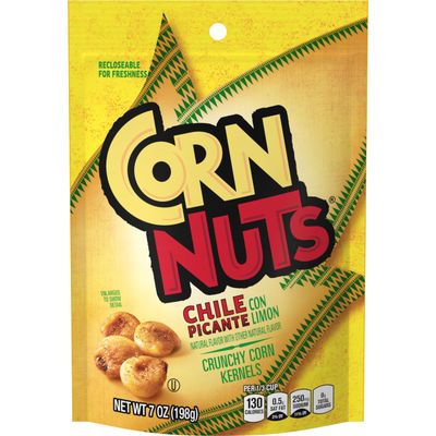 CORN NUTS Chile Picante con Limon Flavored Corn Kernels, Crunchy Corn Snack, Snack Box, Variety Packs, Food for Adults, 7oz. (Pack of 12)