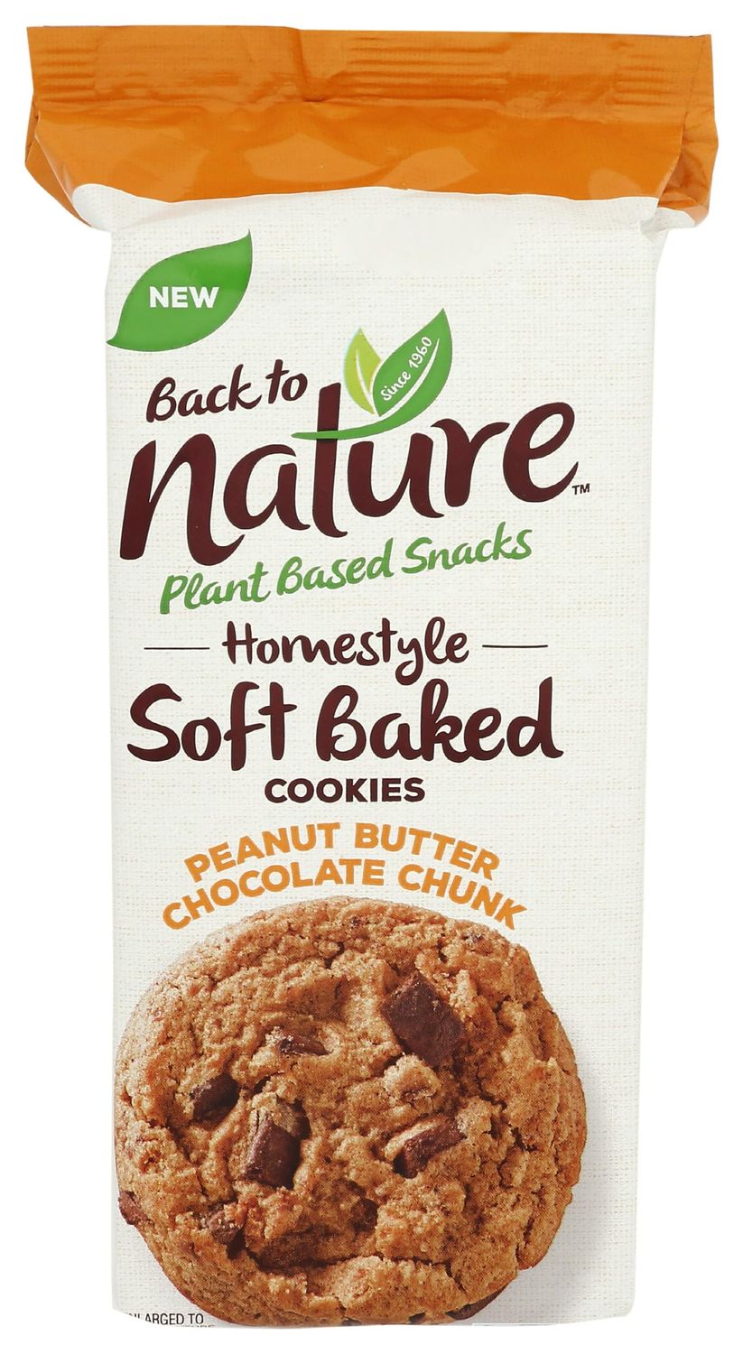 Back to Nature Peanut Butter Chocolate Chunk Cookies - Homestyle Soft Baked, Non-GMO, No Artificial Flavors, Delicious &amp; Quality Snacks, 8 Ounce