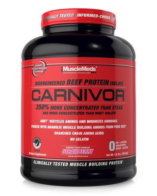 MuscleMeds Carnivor Beef Protein Isolate, 0 Lactose, 0 Sugar, 0 Fat, Halal Certified, Strawberry, 3.9lb, 56 Servings, 3.9lb