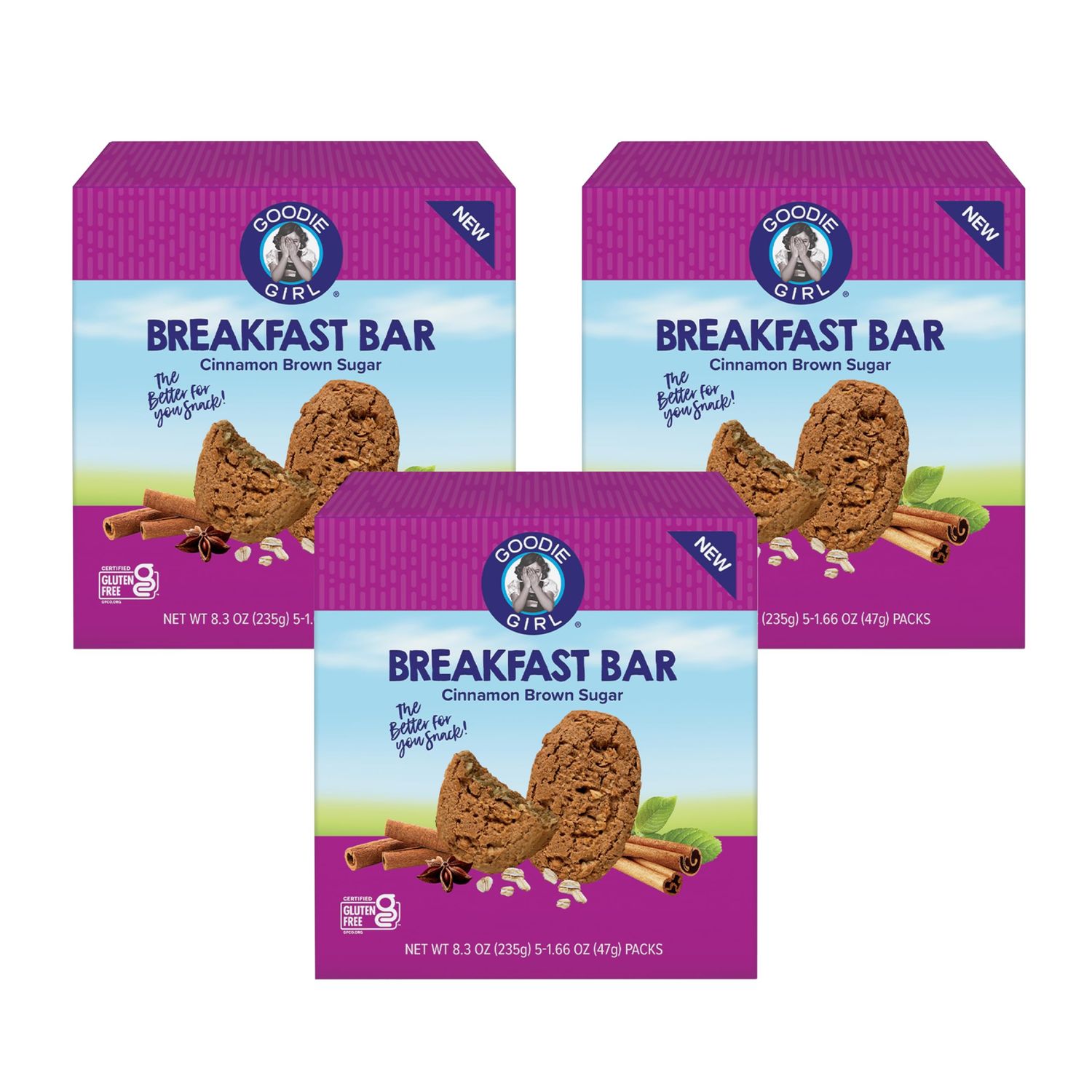 Goodie Girl Soft Breakfast Bar, Cinnamon Brown Sugar  Baked, Chewy, Gluten Free (3 Pack)
