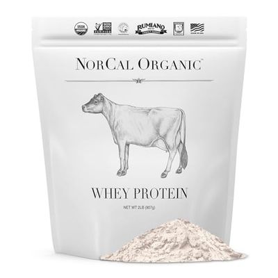 NorCal Organic Unflavored Whey Protein - 2lbs Bulk  100% Grass-Fed, USDA Certified  Pure, Clean Protein Sourced from Northern California Family Farms