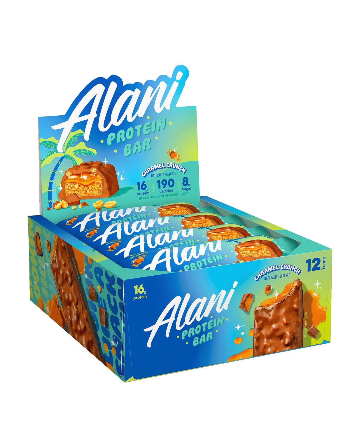 Alani Nu Protein Bars CARAMEL CRUNCH  High Protein Gluten-Free Bars  16g Protein  Low-Sugar (7G) Low-Carb Healthy Snacks  12 Individually Wrapped Bars
