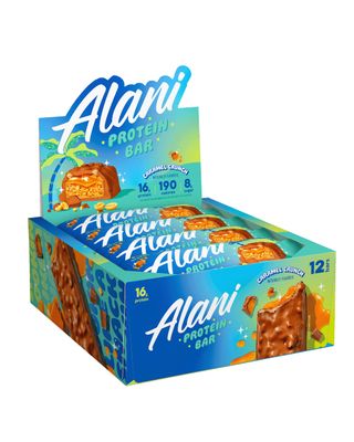 Alani Nu Protein Bars CARAMEL CRUNCH  High Protein Gluten-Free Bars  16g Protein  Low-Sugar (7G) Low-Carb Healthy Snacks  12 Individually Wrapped Bars
