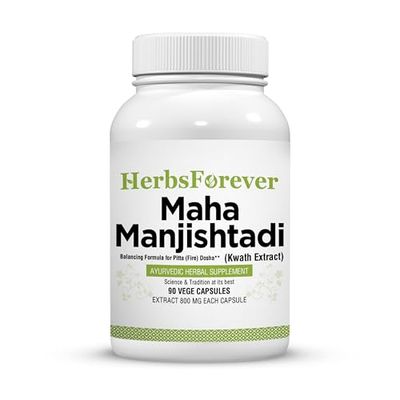 Herbsforever Manjishtadi Kwath Capsules Ayurvedic Herbal Supplement for Skin Health Detox 90 Veg Capsules, 800 mg Each Traditional Wellness Formula