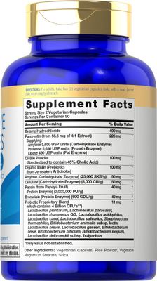 Carlyle Digestive Enzymes with Probiotics Prebiotics 180 Capsules Non-GMO and Gluten Free Supplement for Men Women