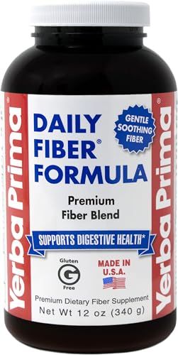 Yerba Prima Daily Fiber Formula Powder - 12 oz - Digestive Support Supplement - Soluble Insoluble Dietary Fiber Supplement - Vegan, Non-GMO, Gluten-Free