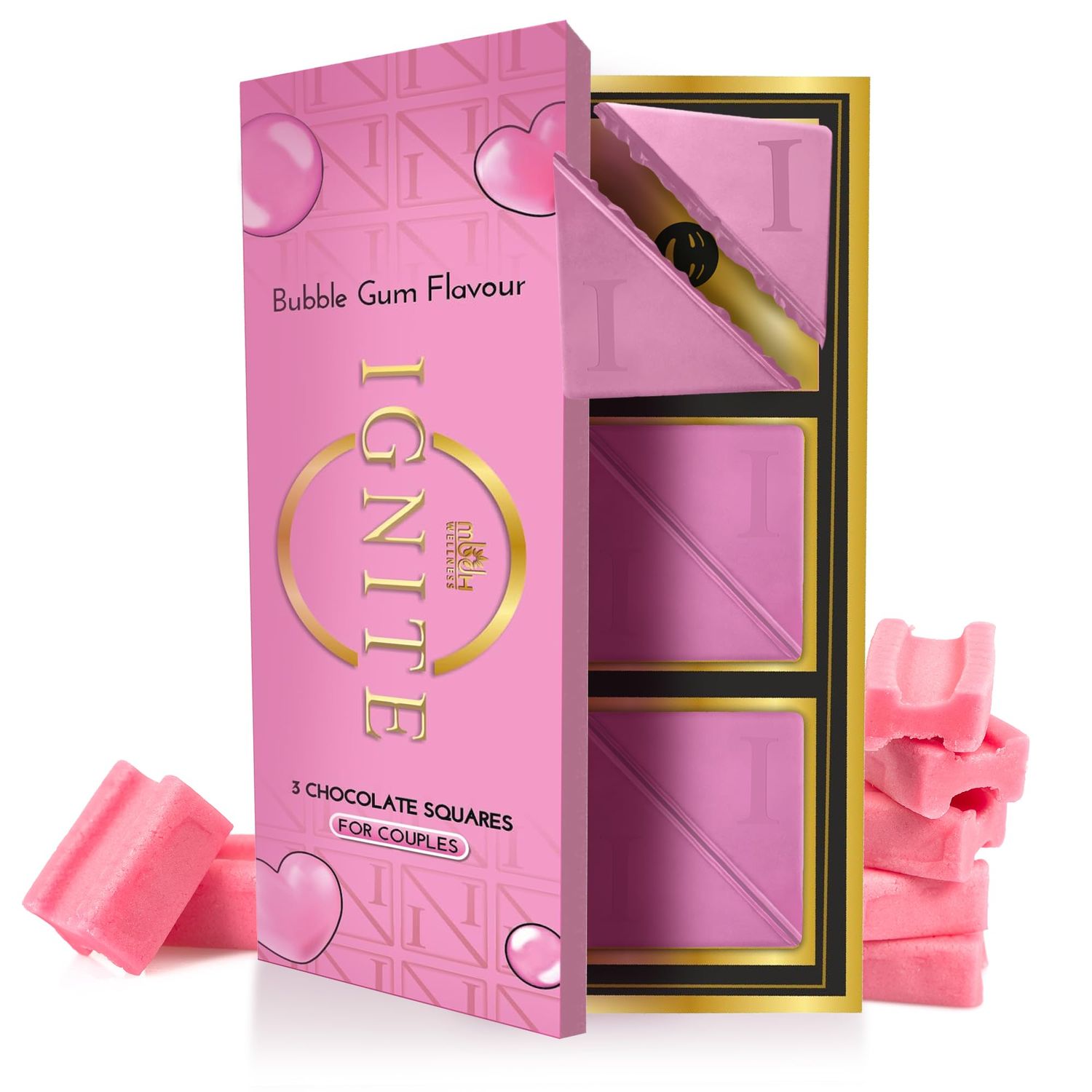 Ignite Chocolate Bars - Delicious Bubblegum Flavor Chocolate Squares for Couples, Crafted with Fine Ingredients for a Delightful Experience, Smooth Velvety, Ideal for Men Women