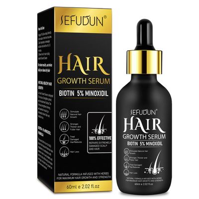 Minoxidil Hair Growth Serum for Men and Women, 5 Minoxidil with Biotin for Scalp Hair Loss and Thinning, Promotes Natural Thicker, Longer, Fuller Healthier Hair, 2.02 oz