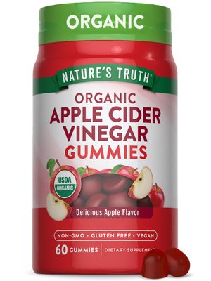 Natures Truth Organic Apple Cider Vinegar Gummies 60 Count Vegan, Gluten Free Non-GMO Supplement USDA Organic Apple Flavor
