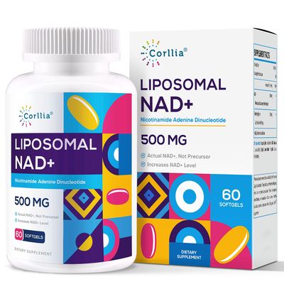 Corllia Liposomal NAD 500mg with TMG 250mg Softgels, Nicotinamide Riboside Alternative, Actual NAD Supplement, 60 Servings