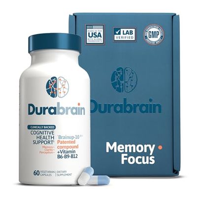 Durabrain Nootropic Brain Support Supplement for Memory and Focus, Enhance Your Cognitive Health, Mental Clarity, and Attention, 60 Capsules