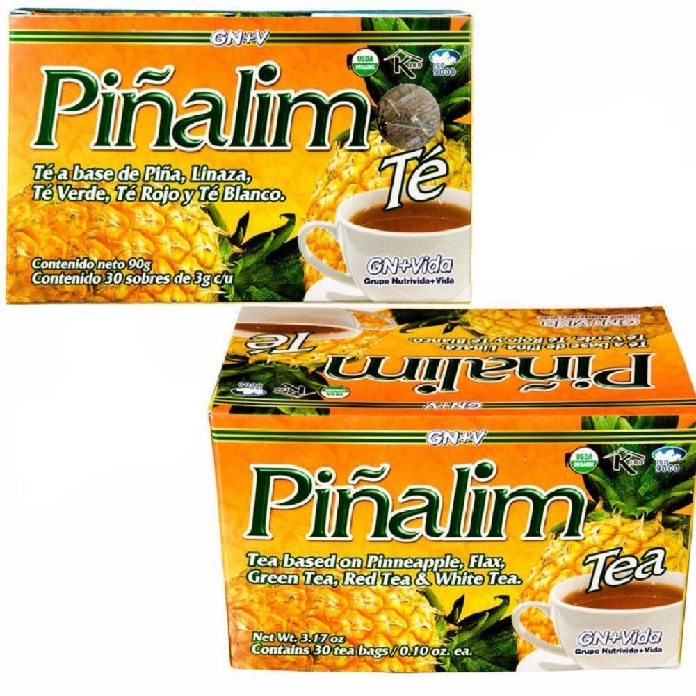 GN VIDA Pinalim Tea Detox Tea Pineapple Based Tea Containing Red Tea, Green Tea, White Tea and Senna Leaf Thermogenic Effect Twin Pack 2 x 30 Tea Bags