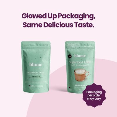 Blume Peppermint Cacao Blend - Superfoods latte with Brain Boosting Adaptogen Organic Cacao - Keto Friendly Vegan Hot Chocolate - 30 Servings