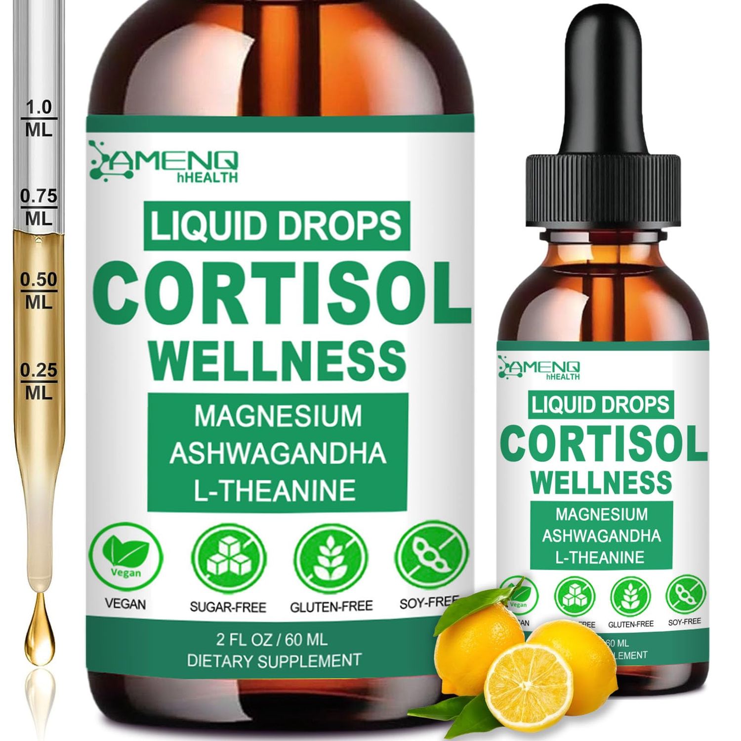 2 Pack Cortisol Supplements for Women Men, 16-in-1 Cortisol Reducer Detox Manager w. Magnesium, Ksm-66 Ashwagandha, L-Theanine, Rhodiola, Phosphatidylserine for Lower Cortisol, Mood, Focus, Sleep