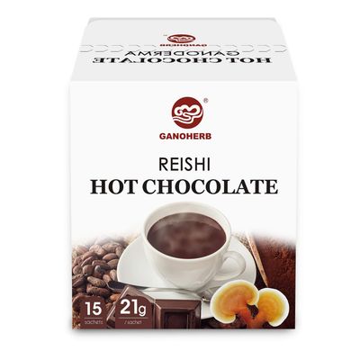 GANOHERB Gourmet Reishi Mushroom Hot Chocolate Packets,Real Hot Cocoa Mixed with Reishi Mushroom Extract,Rich Chocolate Flavor, 0.74 Ounce 15 Count
