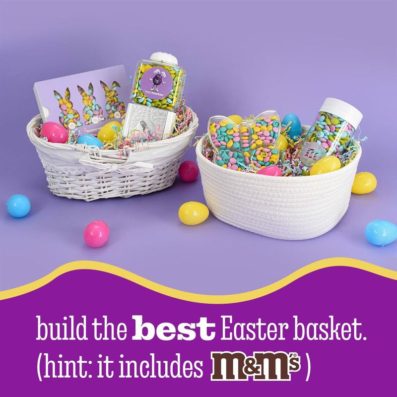 MMS Easter Milk Chocolate Candy Jar, Festive Spring Themed Treats in Reusable Container, Perfect for Egg Hunts, Basket Fillers, Party Favors, and Seasonal Snacking