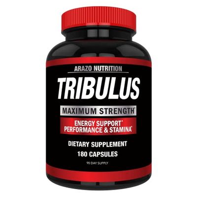 Arazo Nutrition Tribulus Terrestris 1500mg Extract Powder - 180 Capsules - Energy Booster with Estrogen Blocker