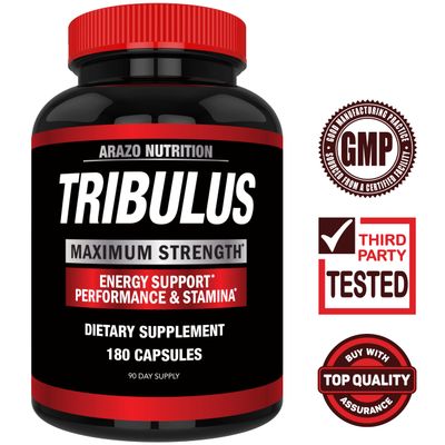 Arazo Nutrition Tribulus Terrestris 1500mg Extract Powder - 180 Capsules - Energy Booster with Estrogen Blocker