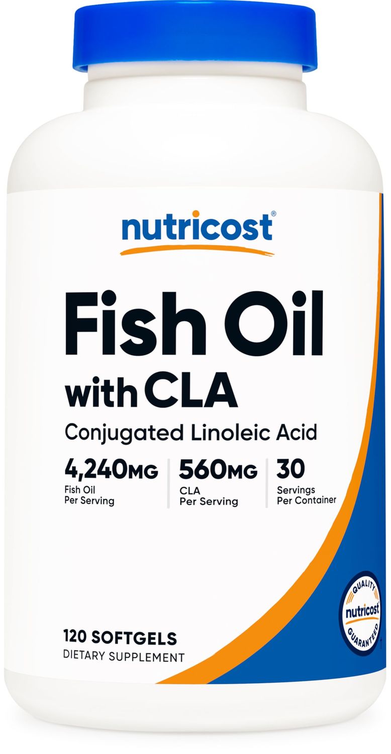 Nutricost Fish Oil with CLA 120 Softgels - 4240mg Fish Oil and 560mg Conjugated Linoleic Acid Per Serving, GMO-Free, Gluten Free, 30 Servings