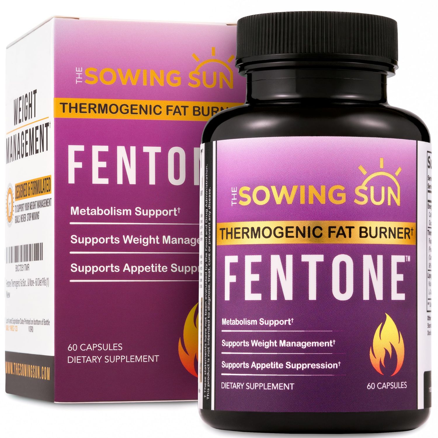 the sowing sun Fentone Thermogenic Fat Burner Energy Booster, Appetite Suppressant, Clinically Studied Weight Loss, Fat Burning, Phenylethylamine HCl, L- Carnitine, Ketones - 60 Diet Pills 1