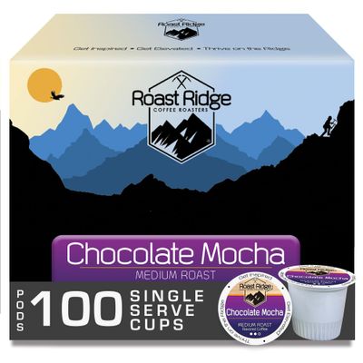 Roast Ridge Single Serve Coffee Pods for Keurig K-Cup Brewers, Chocolate Mocha, Medium Roast, 100 Count