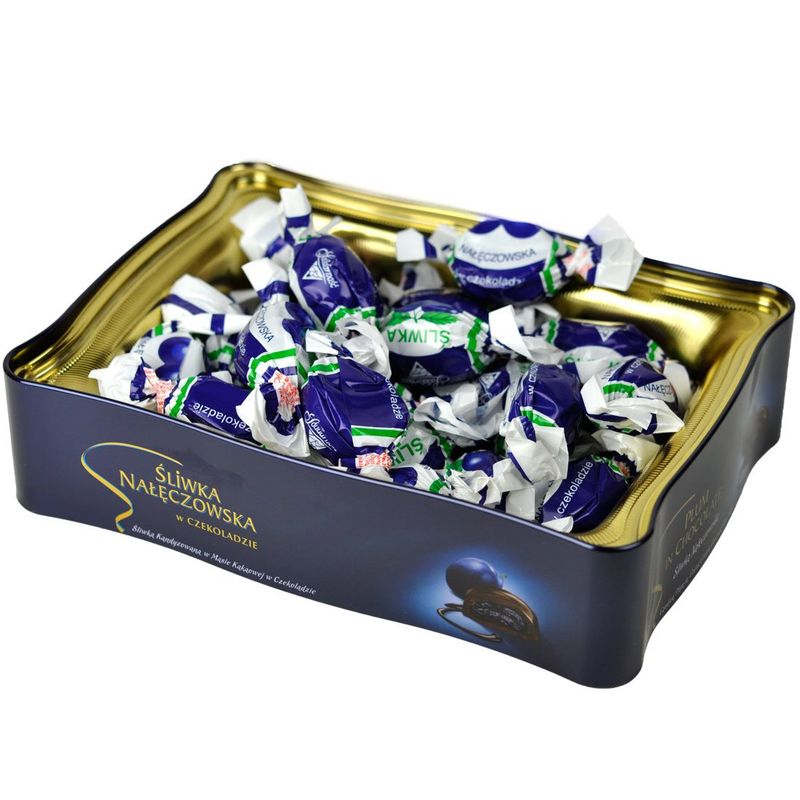 Solidarnosc Sliwka Naleczowska Plum in Dark Chocolate Tin Box 490 gram17.28 Ounce