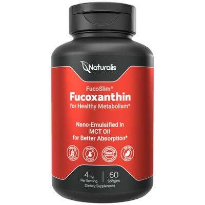 Naturalis New Zealand Fucoxanthin 4mg Made with FucoSlim Non-GMO, Soy Gluten Free 60 Softgels 2 Month Supply