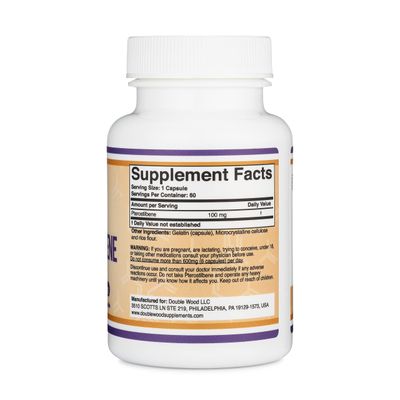 Pterostilbene Supplement 100mg Capsules Third Party Tested 60 Capsules, Superior to Resveratrol, Antioxidant for Longevity Support Non-GMO, Gluten Free by Double Wood