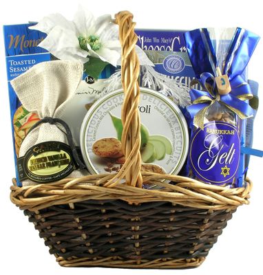 Gift Basket Village - Grand Hanukkah Celebration Gourmet Gift Basket: Cocoa, Cookies, Chocolates, and More, Perfect for the Festival of Lights, Handcrafted in the USA