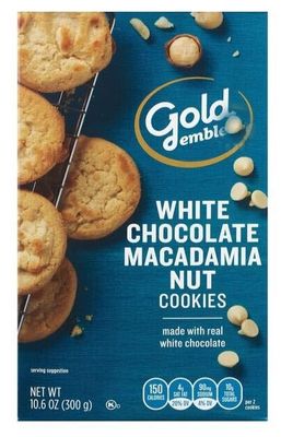 White Chocolate Chip Macadamia Cookies, Snack Snacking Food Gift Treat, 10.6 oz Gold Emblem Box