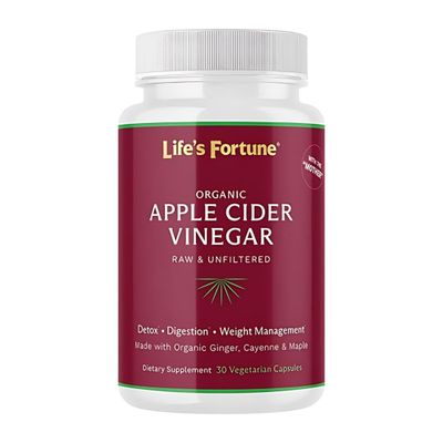 Lifes Fortune Organic ACV Apple Cider Vinegar Capsules 700mg with Mother Supplement, Support Healthy Digestion with Ginger Cayenne Pepper 30 Count Pack of 1