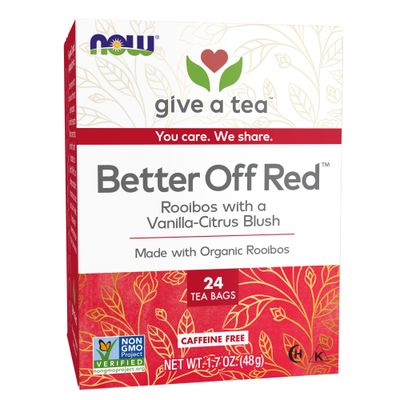 NOW Foods Give a Tea Better off Red Rooibos Tea with a Vanilla-Citrus Blush, Caffeine-Free, 24 bags